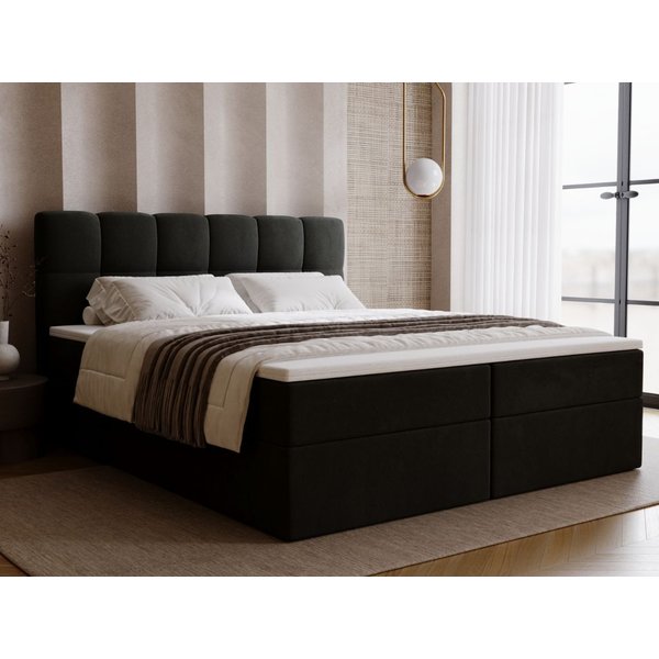 GrainGold Boxspringbett Maison (Set, Boxspringbett, zwei Bettkästen, Topper), zwei Bettkästen, Topper, Schaum, Bonell-Matratze, einfache Kopfstütze