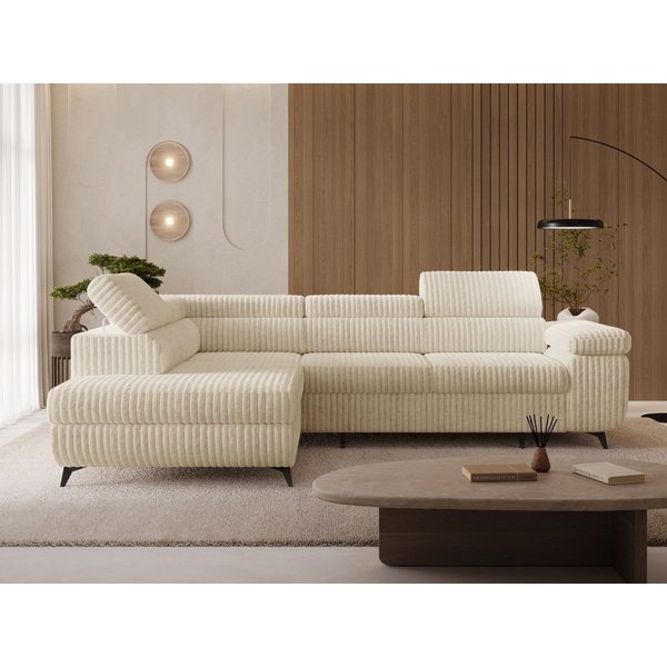 GrainGold Ecksofa L-Form Argon L, Set, Wellenfederkern, Bettkasten, Verstellbare Kopfstützen, Schlaffunktion