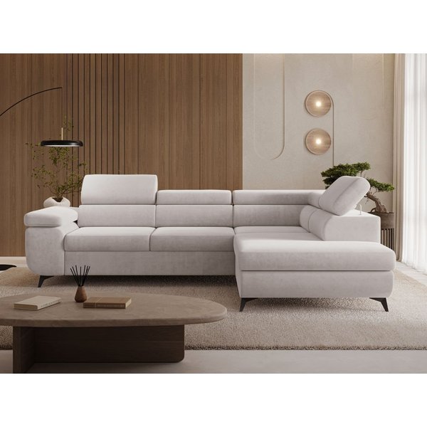 GrainGold Ecksofa L-Form Argon L, Set, Wellenfederkern, Bettkasten, Verstellbare Kopfstützen, Schlaffunktion