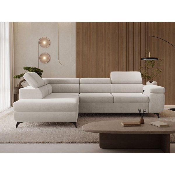 GrainGold Ecksofa L-Form Argon L, Set, Wellenfederkern, Bettkasten, Verstellbare Kopfstützen, Schlaffunktion