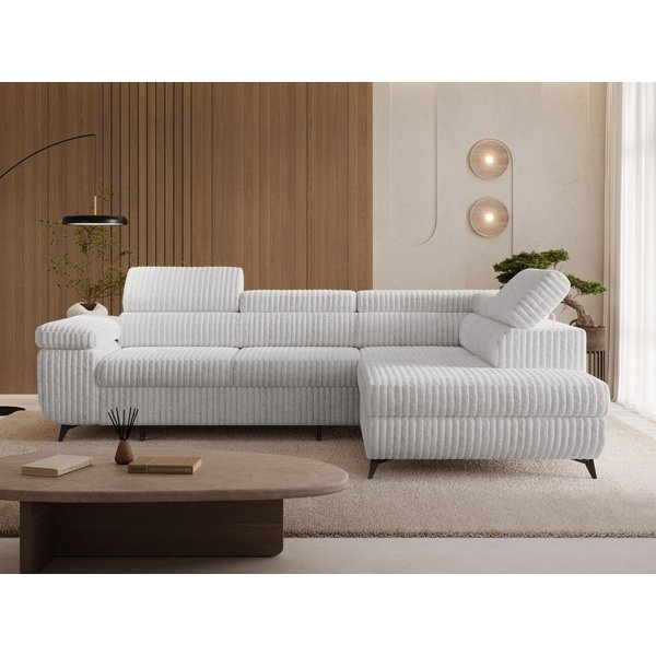 GrainGold Ecksofa L-Form Argon L, Set, Wellenfederkern, Bettkasten, Verstellbare Kopfstützen, Schlaffunktion
