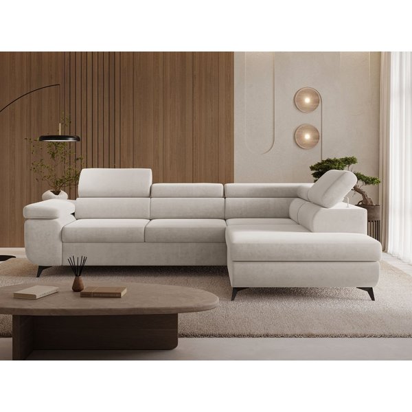 GrainGold Ecksofa L-Form Argon L, Set, Wellenfederkern, Bettkasten, Verstellbare Kopfstützen, Schlaffunktion