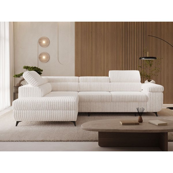 GrainGold Ecksofa L-Form Argon L, Set, Wellenfederkern, Bettkasten, Verstellbare Kopfstützen, Schlaffunktion