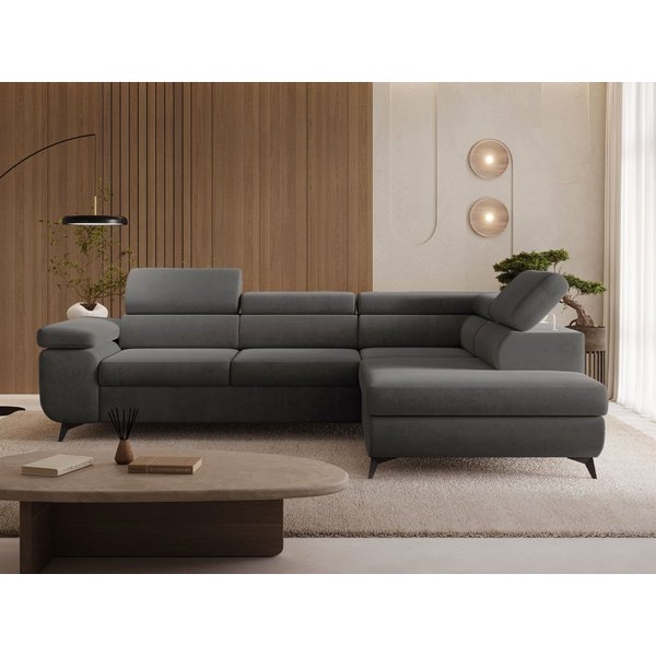 GrainGold Ecksofa L-Form Argon L, Set, Wellenfederkern, Bettkasten, Verstellbare Kopfstützen, Schlaffunktion