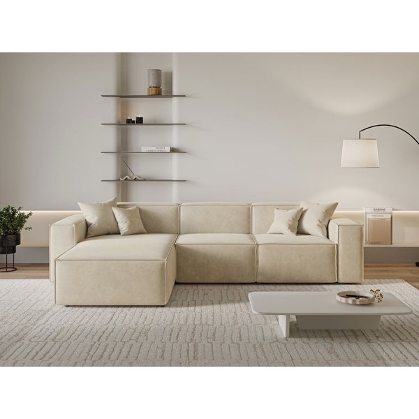 GrainGold Ecksofa L-Form Arizona L, Set, Wellenfederkern, HR-Schaum, Freistehendes