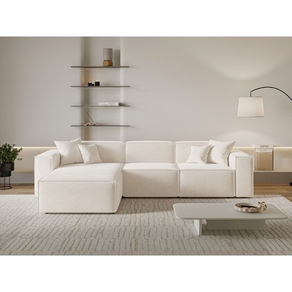 GrainGold Ecksofa L-Form Arizona L, Set, Wellenfederkern, HR-Schaum, Freistehendes