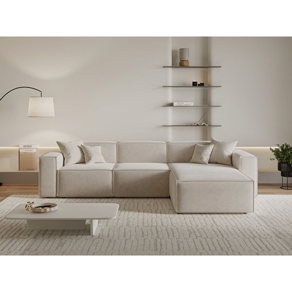 GrainGold Ecksofa L-Form Arizona L, Set, Wellenfederkern, HR-Schaum, Freistehendes