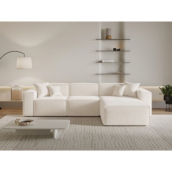 GrainGold Ecksofa L-Form Arizona L, Set, Wellenfederkern, HR-Schaum, Freistehendes