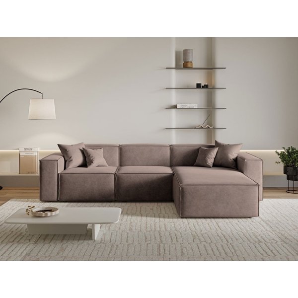 GrainGold Ecksofa L-Form Arizona L, Set, Wellenfederkern, HR-Schaum, Freistehendes