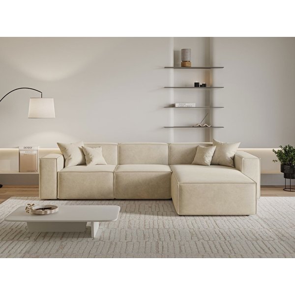 GrainGold Ecksofa L-Form Arizona L, Set, Wellenfederkern, HR-Schaum, Freistehendes