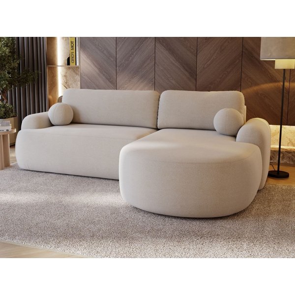 GrainGold Ecksofa L-Form Aurio L, Set, Couch, T30-Schaum, Wellenfederkern, Schlaffunktion, Bettkasten