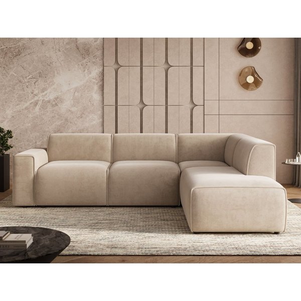 GrainGold Ecksofa L-Form Eluno, Set, Couch, mit Rückenlehne, T30-Schaum, und Wellenfedern, Modern Stil