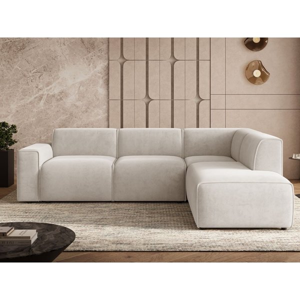 GrainGold Ecksofa L-Form Eluno, Set, Couch, mit Rückenlehne, T30-Schaum, und Wellenfedern, Modern Stil
