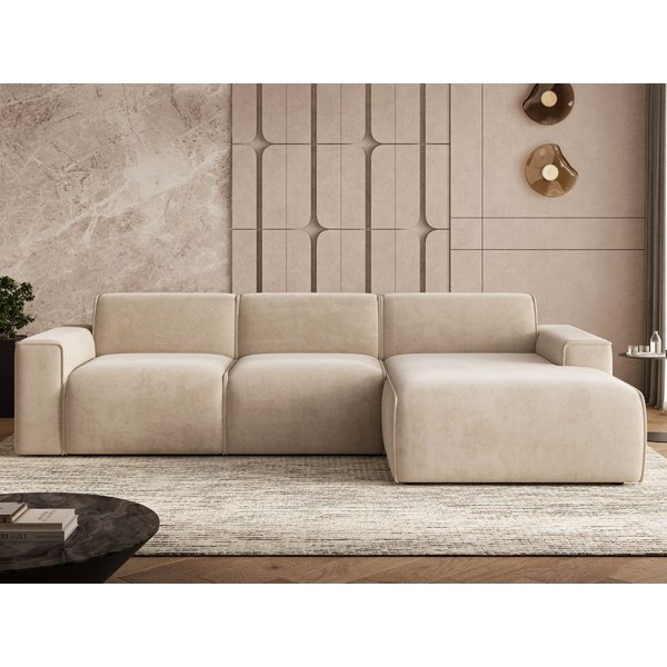 GrainGold Ecksofa L-Form Lavia, Set, Couch L-Form, Ecksofa mit Rückenlehne, Modernes Design, Wellenfedern