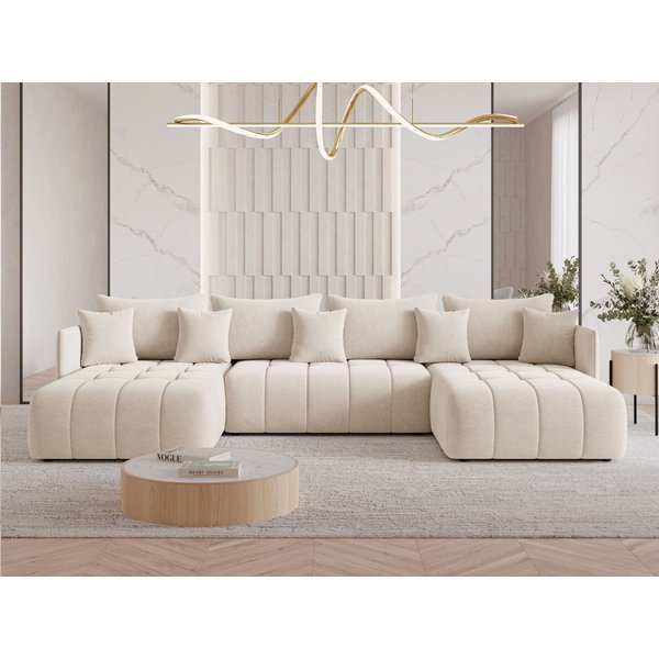 GrainGold Ecksofa U-Form Ardi U, Set, Bettkasten, Schaum, Wellenfedern, Schlaffunktion, DL-Mechanismus