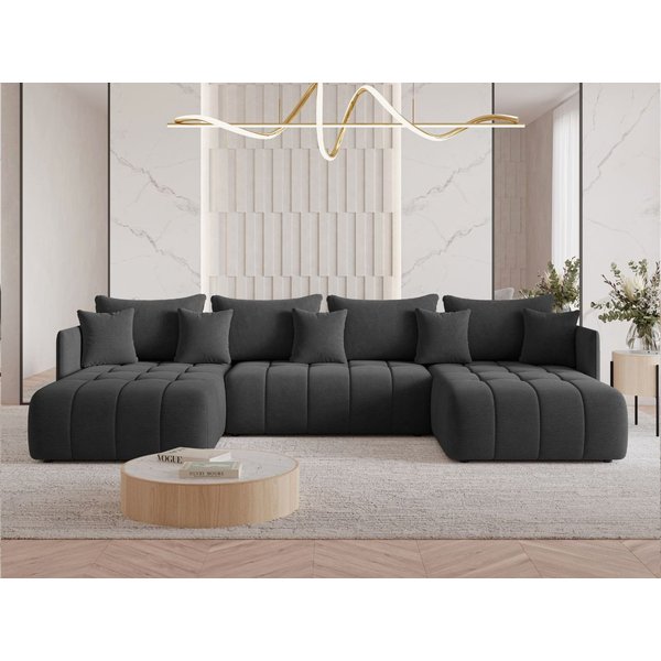 GrainGold Ecksofa U-Form Ardi U, Set, Bettkasten, Schaum, Wellenfedern, Schlaffunktion, DL-Mechanismus