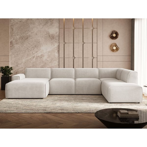 GrainGold Ecksofa U-Form Belluno, Set, Wellenfedern, Freistehendes, T30-Schaum, Modern Stil