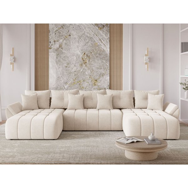 GrainGold Ecksofa U-Form Decor U, Set, Bettkasten, Wellenfedern, Schlaffunktion, DL-Mechanismus