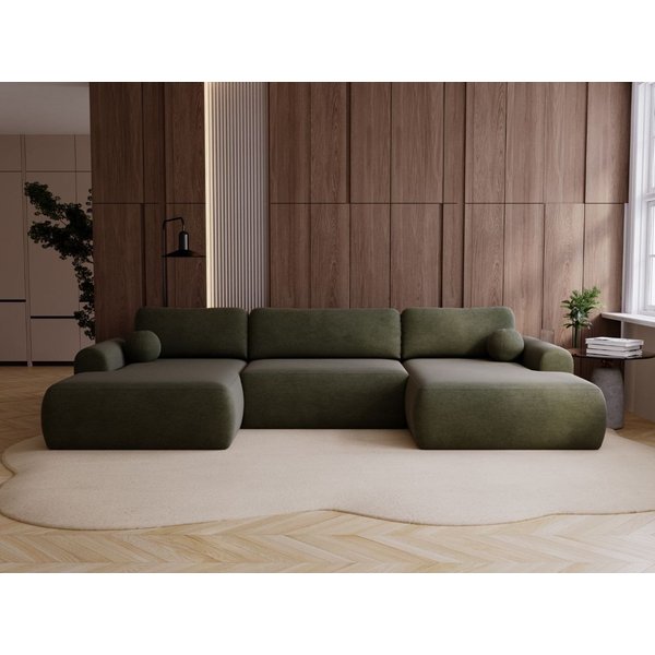 GrainGold Ecksofa U-Form Savana U, Set, Bettkasten, Schaum, Wellenfedern, Schlaffunktion, DL-Mechanismus