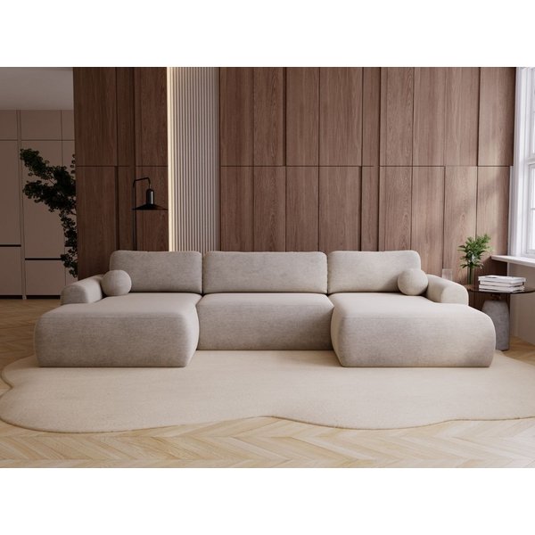 GrainGold Ecksofa U-Form Savana U, Set, Bettkasten, Schaum, Wellenfedern, Schlaffunktion, DL-Mechanismus