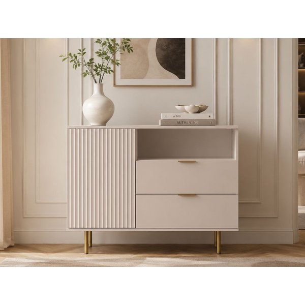 GrainGold Kommode Ankara (Set, Kommode, Metallfüße), Breite 107 cm, Metallbeine, Modern Stil, Laminierte Platte