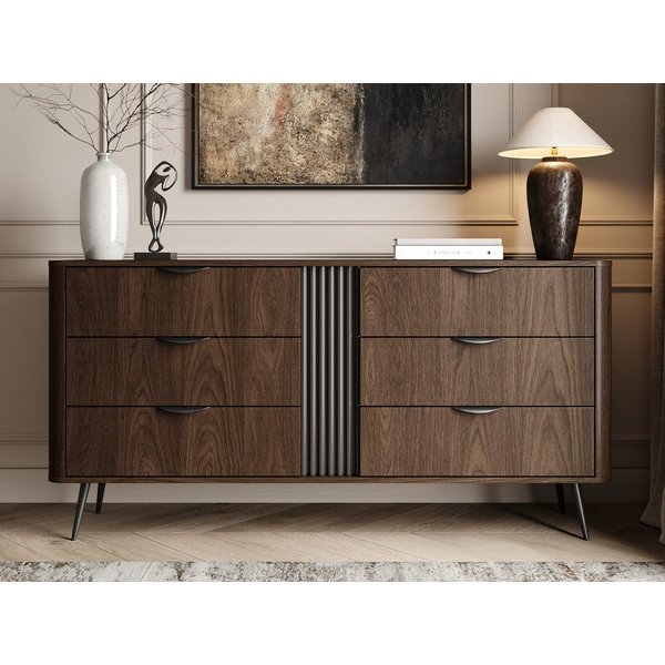 GrainGold Kommode Magico (Set, Kommode, Metallfüße), Breite 163 cm, Metallbeine, Laminierte Platte, Modern Stil