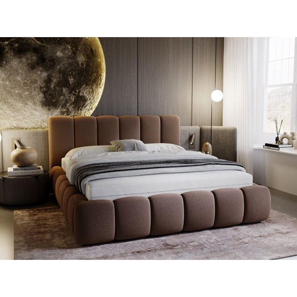 GrainGold Polsterbett Cloud (Set, Polsterbett, Kopfteil, Lattenrost), mit hohe Kopfteil, mit Lattenrost, für das Schlafzimmer, Elegant Stil