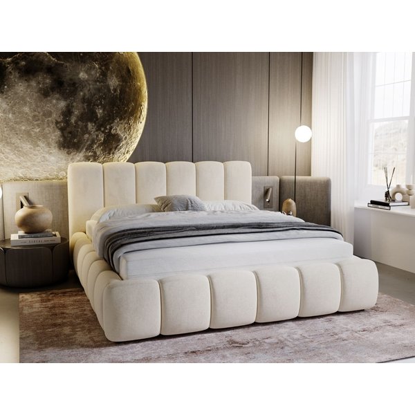 GrainGold Polsterbett Cloud (Set, Polsterbett, Kopfteil, Lattenrost), mit hohe Kopfteil, mit Lattenrost, für das Schlafzimmer, Elegant Stil