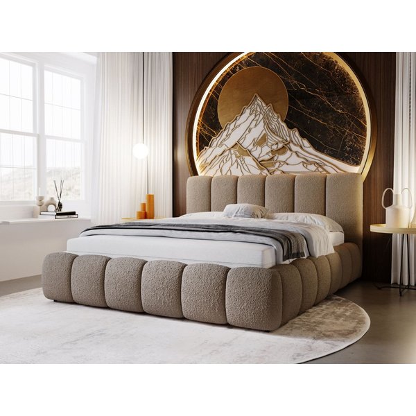 GrainGold Polsterbett Cloud (Set, Polsterbett, Kopfteil, Lattenrost), mit hohe Kopfteil, mit Lattenrost, für das Schlafzimmer, Elegant Stil