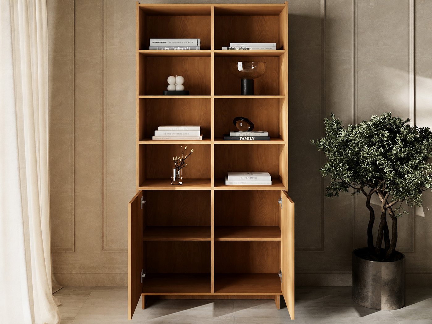 GrainGold Standregal Azumi, Set, Bücherregal, Breite 98 cm, mit Push-to-open, für das Wohnzimmer – Bild 2 von 5