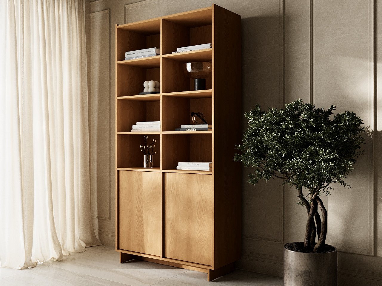 GrainGold Standregal Azumi, Set, Bücherregal, Breite 98 cm, mit Push-to-open, für das Wohnzimmer – Bild 3 von 5