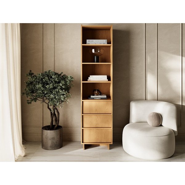 GrainGold Standregal Azumi, Set, Bücherregal, Breite 50 cm, mit Push-to-open, mit Schubladen