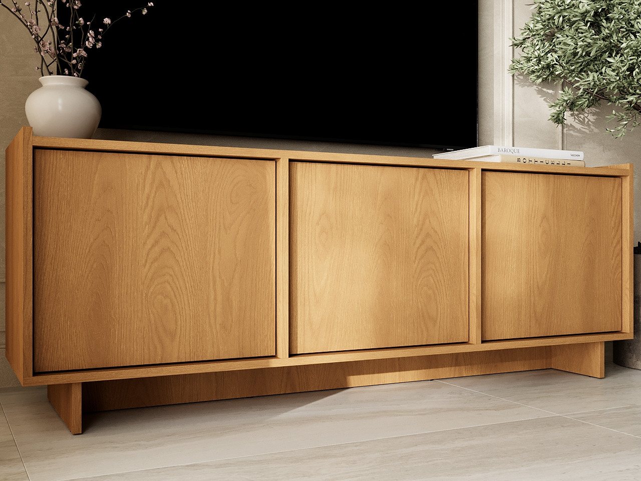 GrainGold TV-Schrank Azumi (Set, TV-Schrank, Push-to-open) Breite 147 cm, mit Push-to-open, Karamell-Eiche, für das Wohnzimmer – Bild 3 von 5