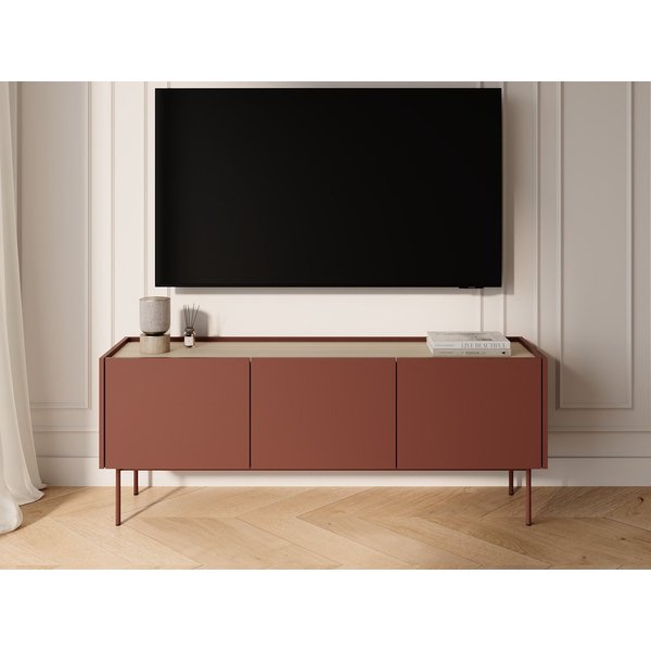 GrainGold TV-Schrank Drevo (Set, TV-Schrank, Metallbeine) Breite 144 cm, Metallbeine, Laminierte Platte, Modern Stil