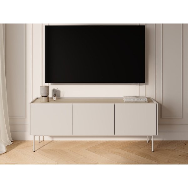 GrainGold TV-Schrank Drevo (Set, TV-Schrank, Metallbeine) Breite 144 cm, Metallbeine, Laminierte Platte, Modern Stil