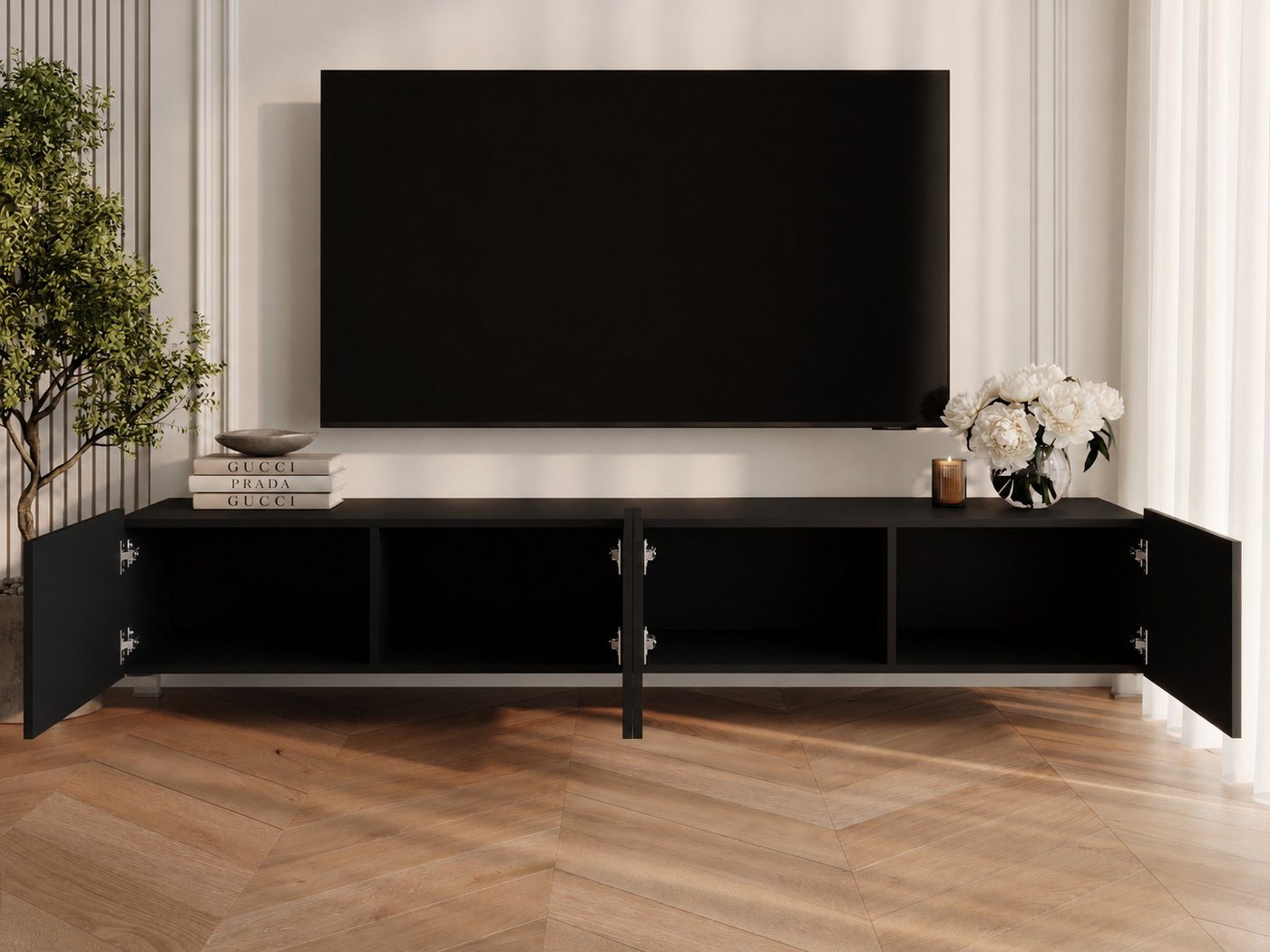 GrainGold TV-Schrank Kioto (Set, TV-Schrank) Soft-Closing-System, Breite 200 cm, für das Wohnzimmer – Bild 3 von 5