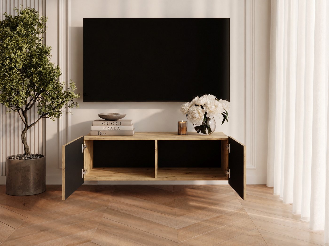 GrainGold TV-Schrank Kioto (Set, TV-Schrank) Soft-Closing-System, Breite 110 cm, für das Wohnzimmer – Bild 3 von 5
