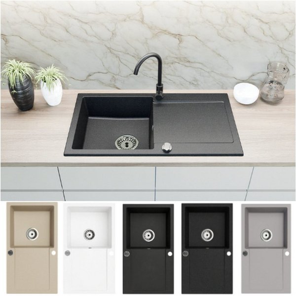 Faizee Home Granitspüle Faizee Home, Granitspüle Element 90x50 cm mit Abtropffläche