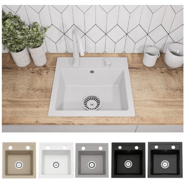Faizee Home Granitspüle Faizee Home, Granitspüle Compact 44×41,5 cm – Küchenspüle Spülbecken