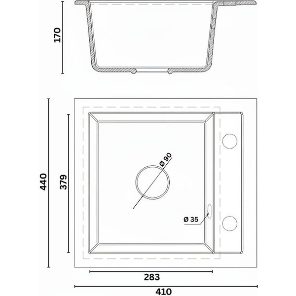 Faizee Home Granitspüle Faizee Home, Granitspüle Compact 44×41,5 cm – Küchenspüle Spülbecken