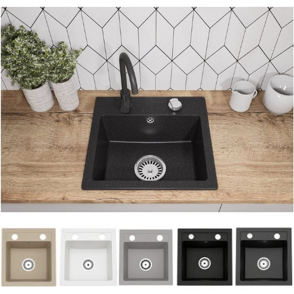 Faizee Home Granitspüle Faizee Home, Granitspüle Compact 44×41,5 cm – Küchenspüle Spülbecken
