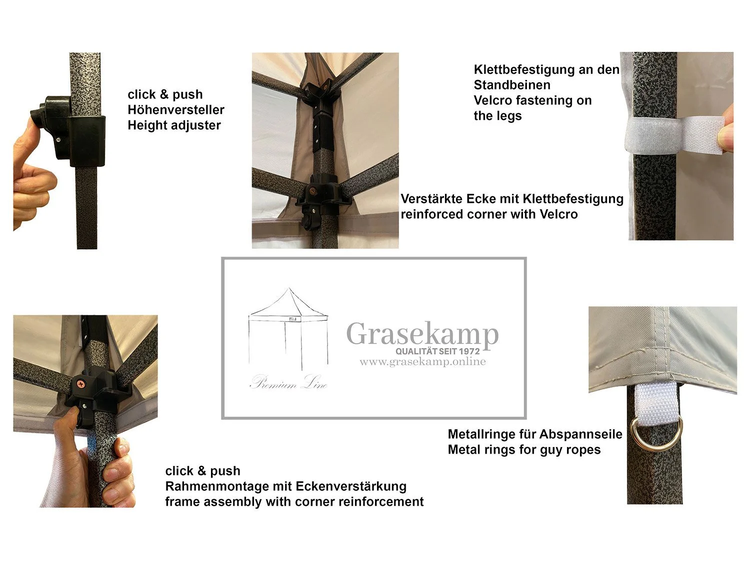 GRASEKAMP Faltpavillon Premium Line (3x4,5m, Grau) – Bild 4 von 4