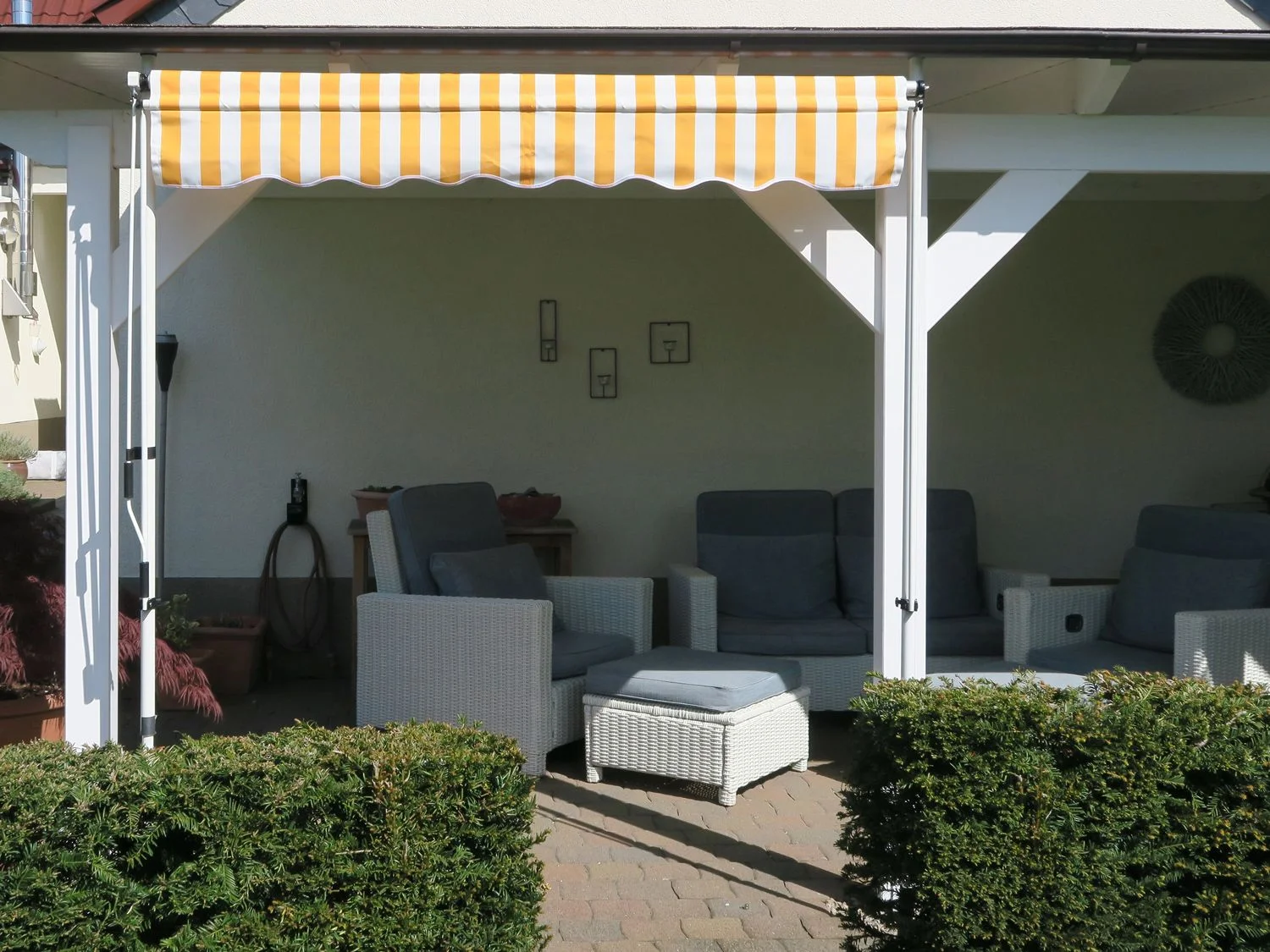 GRASEKAMP Klemmmarkise (Gelb/Weiß, 200x130 cm) – Bild 2 von 4