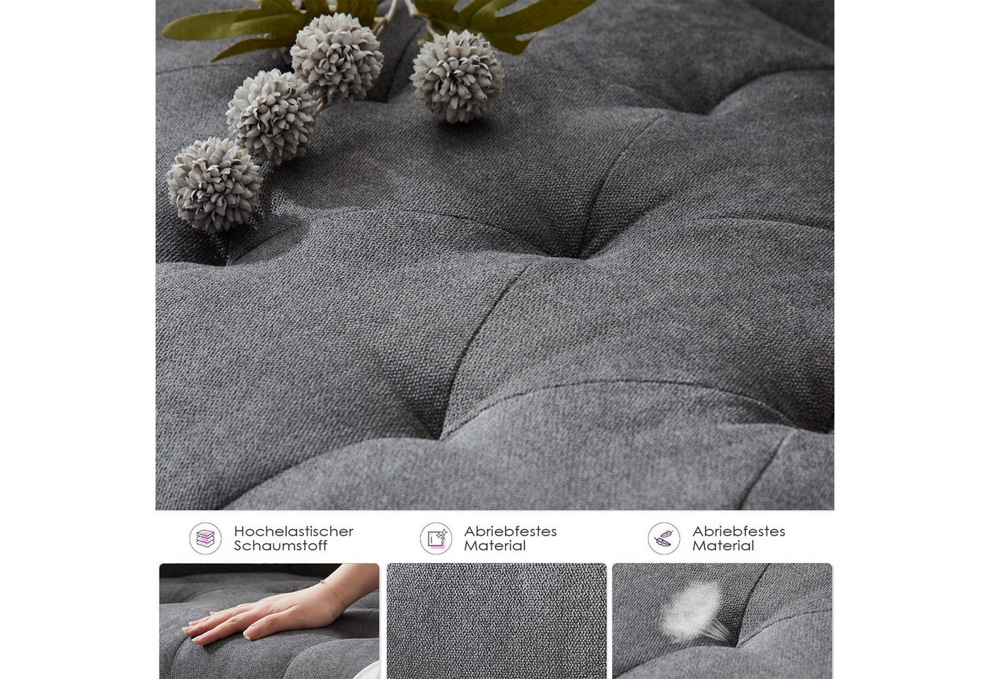 GRAVFORCE Sofa mit Ladeports und Becherhaltern 151cm Blau Samt, 1 Teile, für Wohnzimmer und Büro – Bild 5 von 5