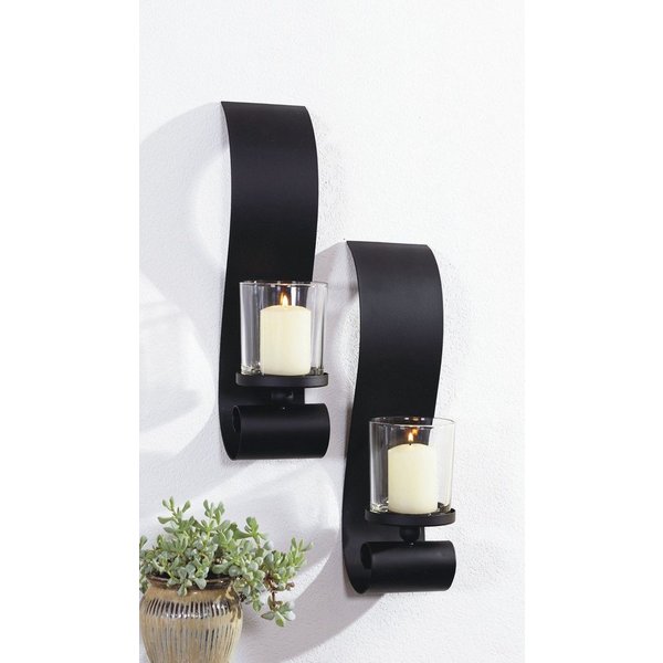 Gravidus Wandkerzenhalter 2er Set Wandkerzenhalter Stumpenkerzen Kerzenständer in Schwarz