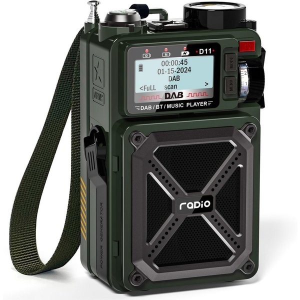 Greadio Tragbares DAB/DAB+ & FM Digitalradio, D11 Radio (FM-Empfang, Ein-Tasten-Scan, Sleep-Modus, 80 Senderspeicher, DAB/DAB+, 8 Weißrausch- und Naturgeräusche