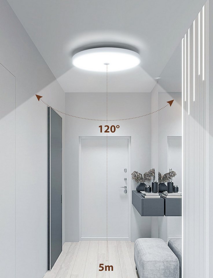 Great Jacob Deckenleuchte LED Deckenlampe mit Bewegungsmelder Innen, mit Dämmerungssensor Lampe, LED fest integriert, Warmweißes Licht, Kaltweißes Licht, Dämmer – Bild 5 von 5