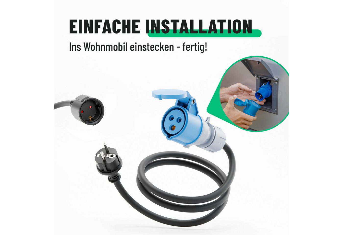 greate. 16A Schuko Stecker auf CEE Kupplung - CEE Adapter 230V, Kabel 150cm CEE-Adapterkabel – Bild 4 von 5