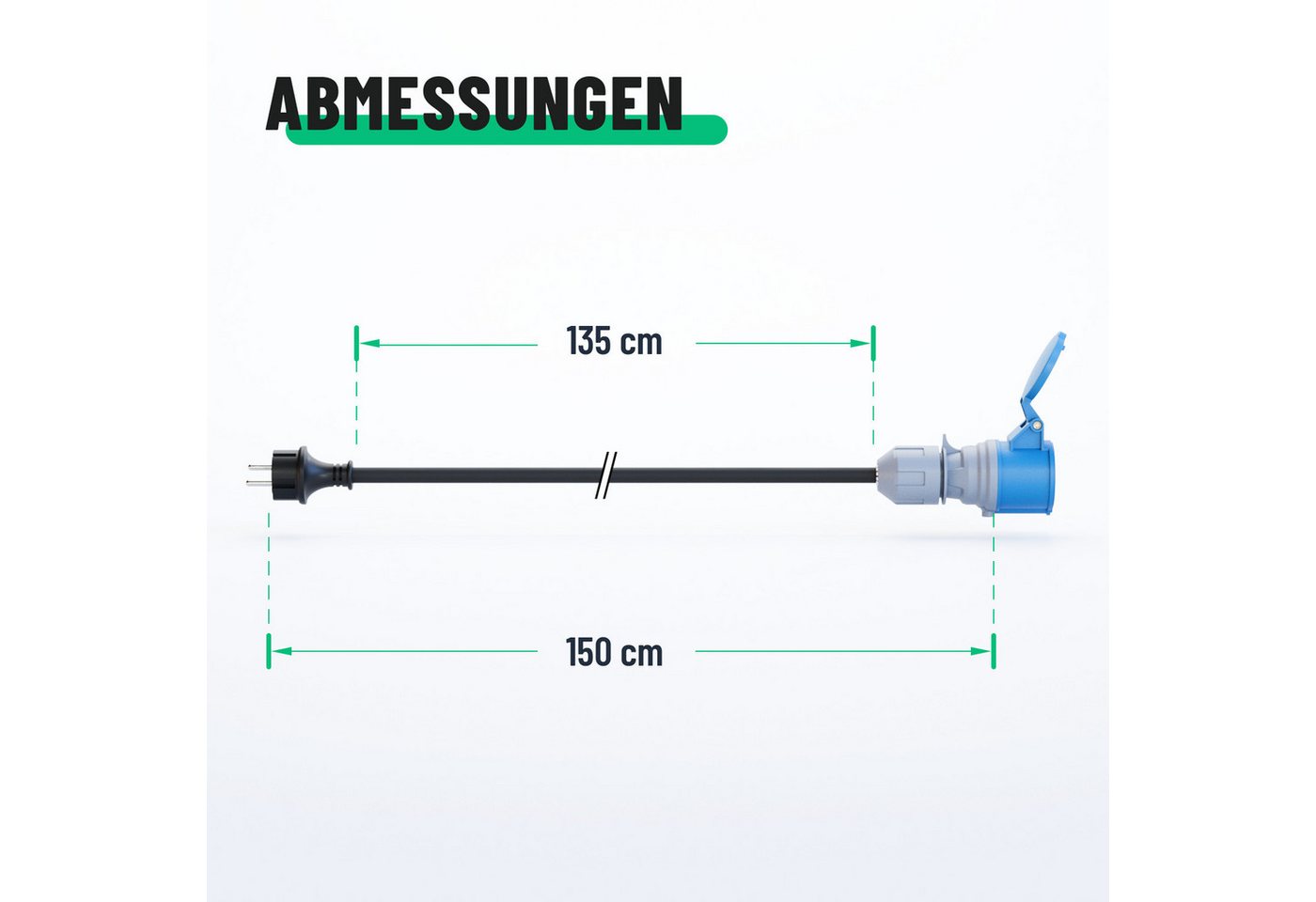 greate. 16A Schuko Stecker auf CEE Kupplung - CEE Adapter 230V, Kabel 150cm CEE-Adapterkabel – Bild 5 von 5