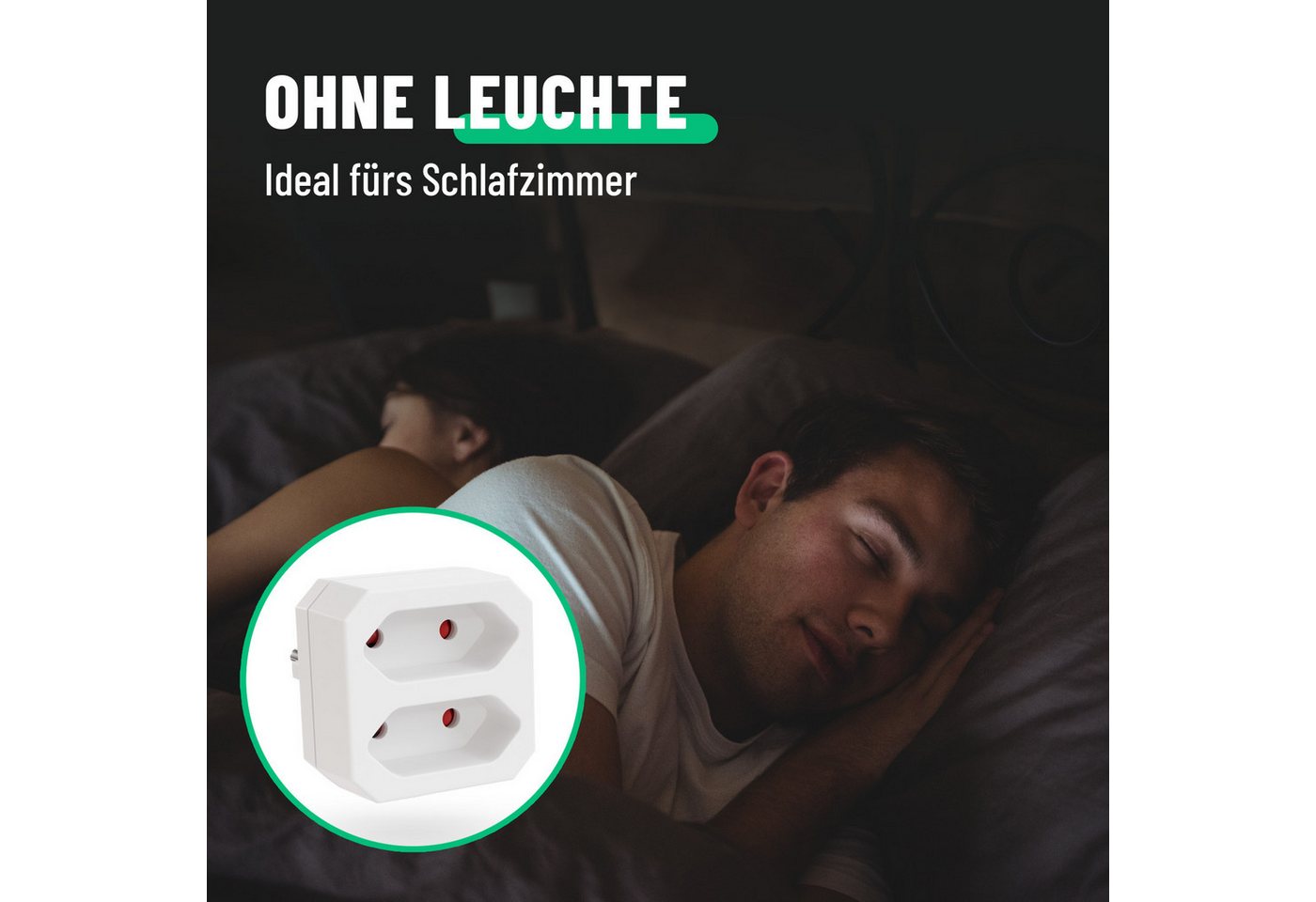 greate. 2fach Steckdosenadapter bis 1100W - 2er Mehrfachsteckdose ohne Kabel Mehrfachsteckdose 2-fach (Erhöhter Berührungsschutz) – Bild 3 von 5